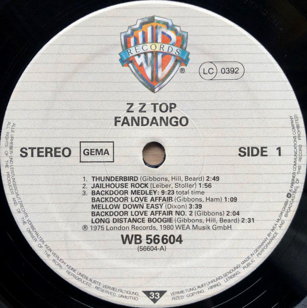 ZZ Top : Fandango! (LP, Album, RE)