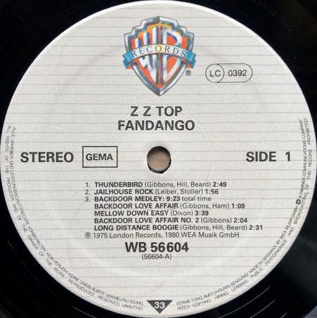 ZZ Top : Fandango! (LP, Album, RE)