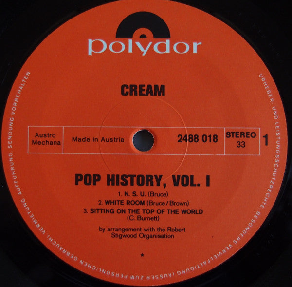 Cream (2) : Pop History Vol. 1 (2xLP, Comp, Gat)