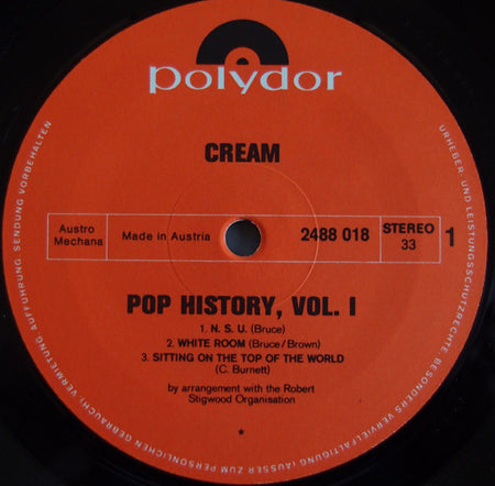 Cream (2) : Pop History Vol. 1 (2xLP, Comp, Gat)