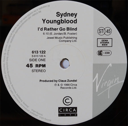 Sydney Youngblood : I'd Rather Go Blind (12", Single)