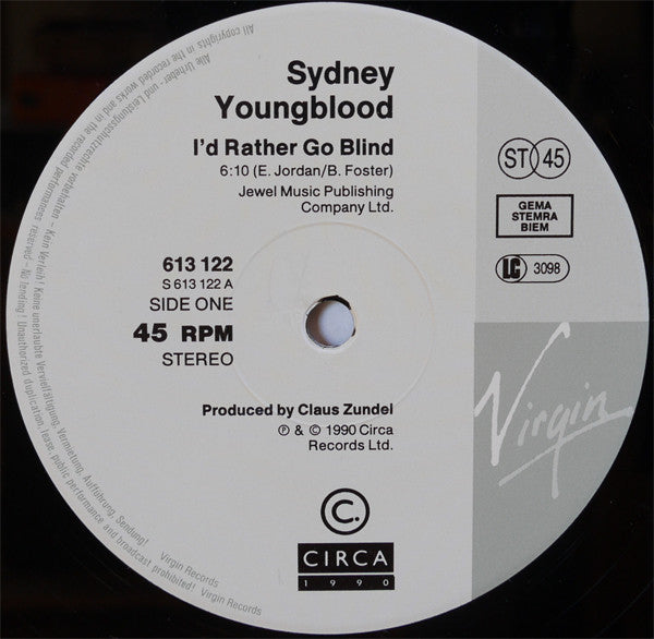 Sydney Youngblood : I'd Rather Go Blind (12", Single)