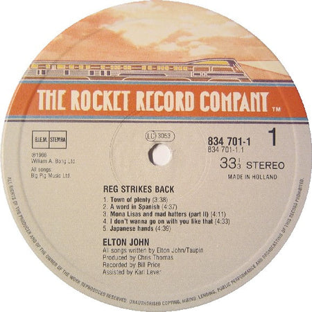 Elton John : Reg Strikes Back (LP, Album, Gat)
