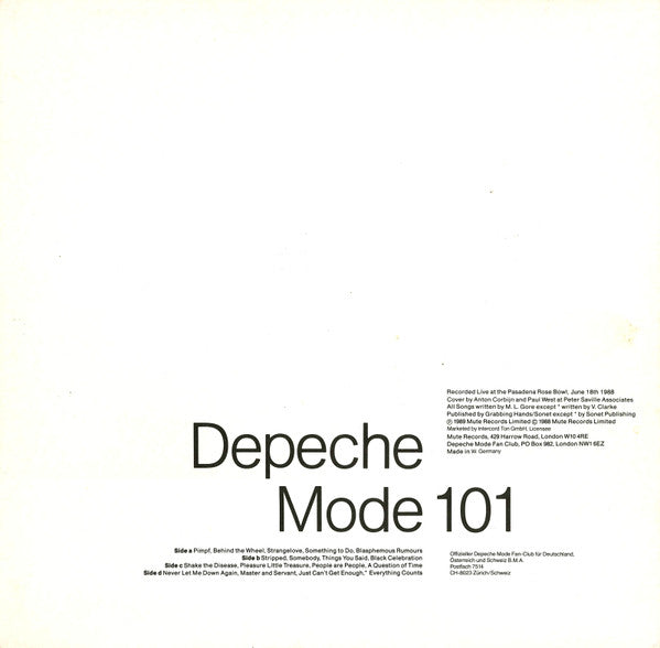 Depeche Mode : 101 (2xLP, Album, Env)
