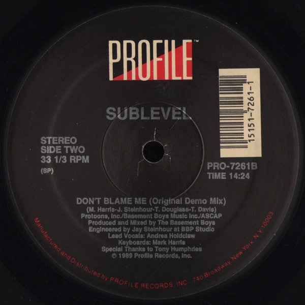 Sublevel : Don't Blame Me (12")