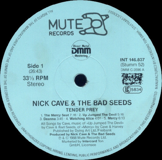 Nick Cave & The Bad Seeds : Tender Prey (LP, Album)