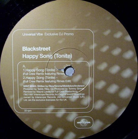 Blackstreet : Happy Song (Tonite) / (Money Can't) Buy Me Love (12", Promo)