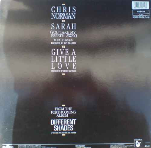 Chris Norman : Sarah (You Take My Breath Away) - Long Version (12", Maxi)
