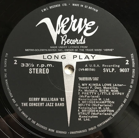 Gerry Mulligan & The Concert Jazz Band : Gerry Mulligan '63 (LP, Album)