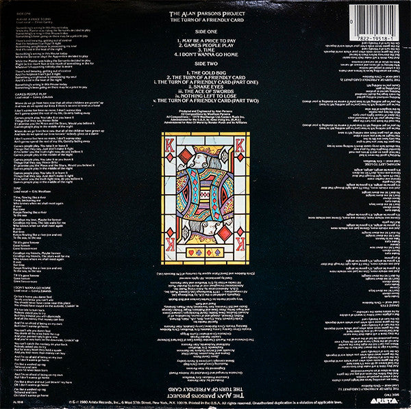 The Alan Parsons Project : The Turn Of A Friendly Card (LP, Album, Kee)