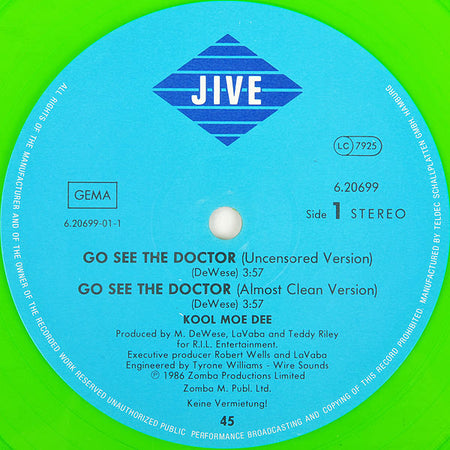 Kool Moe Dee : Go See The Doctor / Monster Crack (12", Maxi, Ltd, Gre)