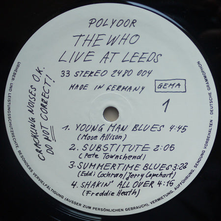 The Who : Live At Leeds (LP, Album, RE)