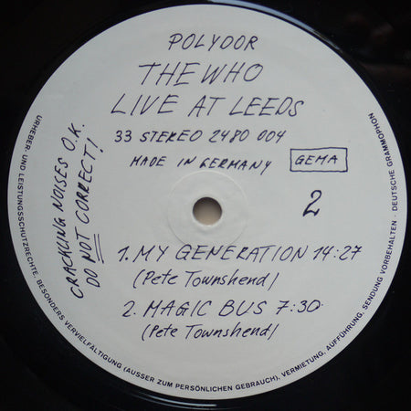 The Who : Live At Leeds (LP, Album, RE)