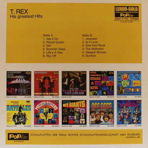 T. Rex : His Greatest Hits (LP, Comp)