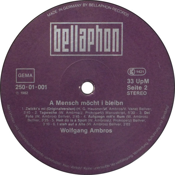 Wolfgang Ambros : A Mensch Möcht I Bleibn (LP, Comp)