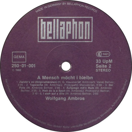 Wolfgang Ambros : A Mensch Möcht I Bleibn (LP, Comp)
