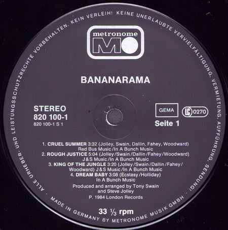 Bananarama : Bananarama (LP, Album, Pos)