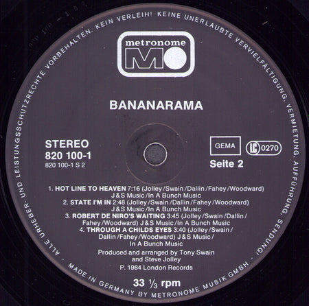 Bananarama : Bananarama (LP, Album, Pos)