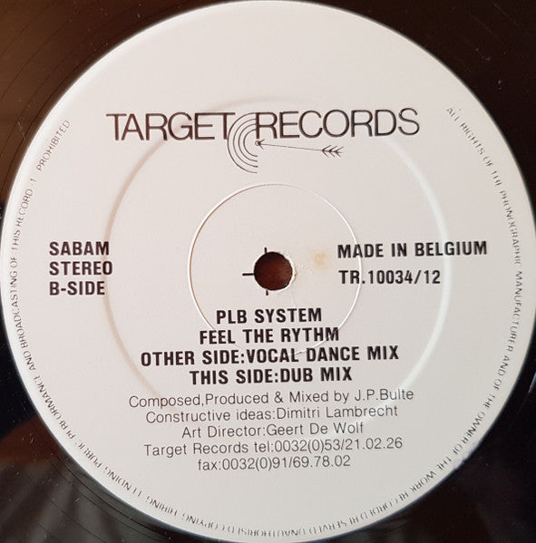 PLB System : Feel The Rhythm (12", Single)