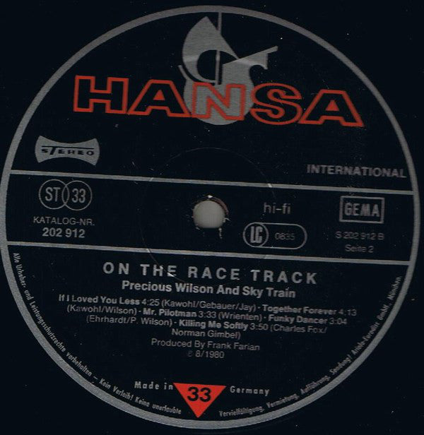 Precious Wilson And Sky Train (2) : On The Race Track (LP, Album)