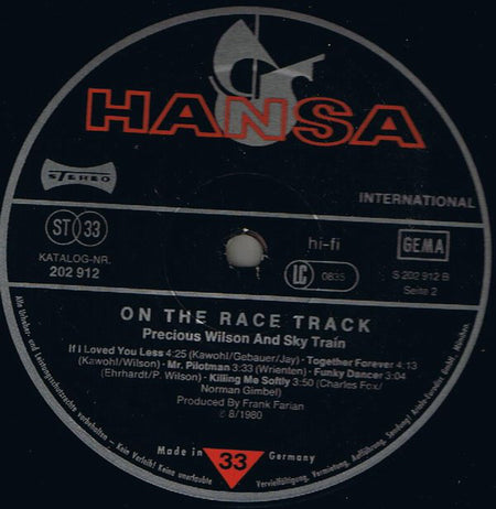 Precious Wilson And Sky Train (2) : On The Race Track (LP, Album)