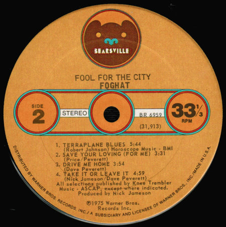 Foghat : Fool For The City (LP, Album, Pit)