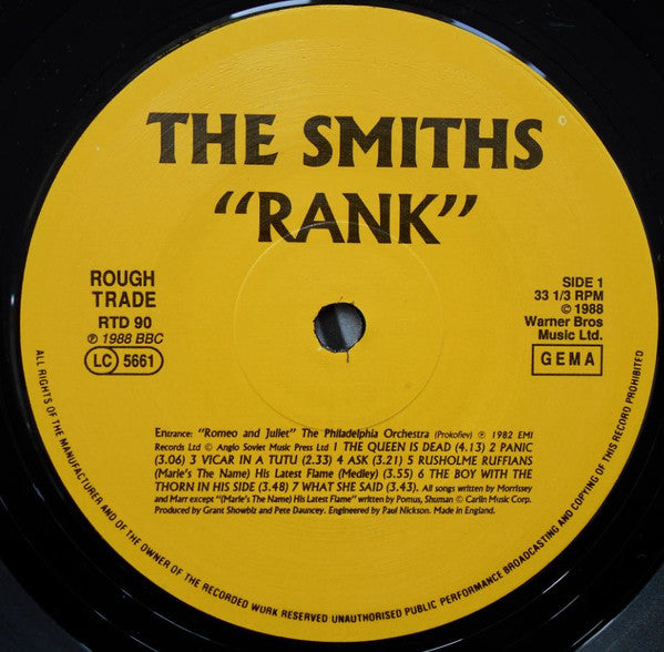 The Smiths : Rank (LP, Album, Gat)