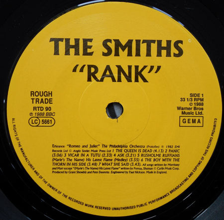The Smiths : Rank (LP, Album, Gat)