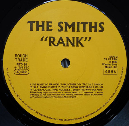 The Smiths : Rank (LP, Album, Gat)