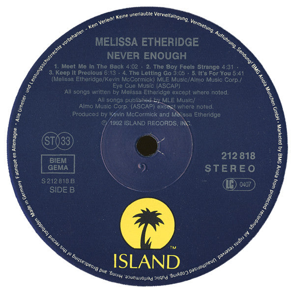 Melissa Etheridge : Never Enough (LP, Album)