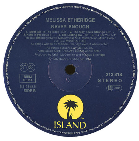 Melissa Etheridge : Never Enough (LP, Album)