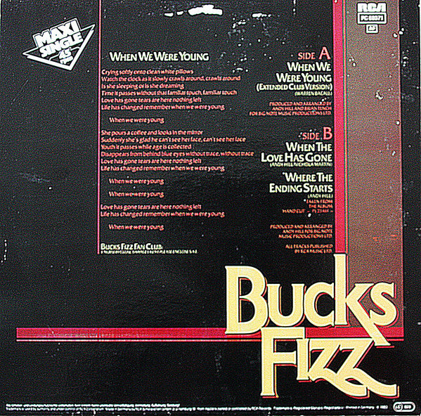 Bucks Fizz : When We Were Young (12", Maxi)