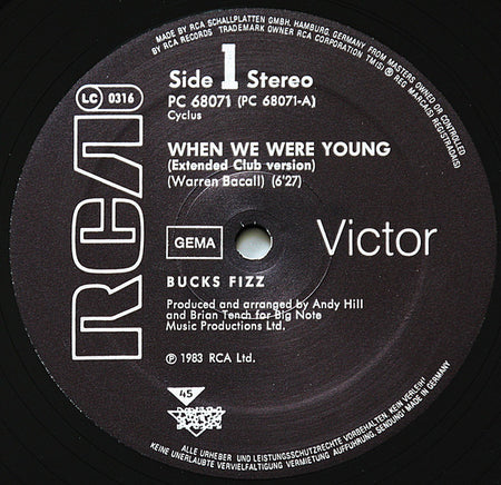 Bucks Fizz : When We Were Young (12", Maxi)
