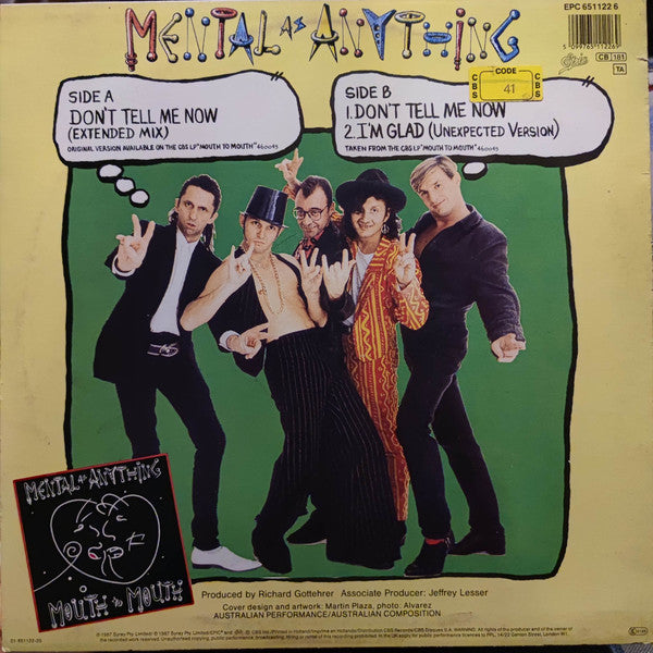 Mental As Anything : Don't Tell Me Now (12", Maxi)