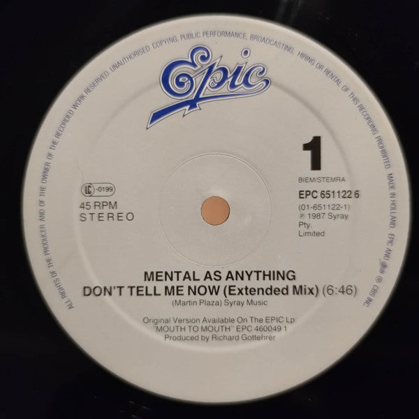 Mental As Anything : Don't Tell Me Now (12", Maxi)