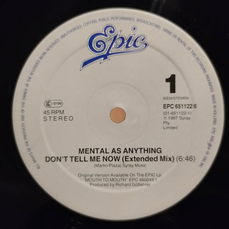 Mental As Anything : Don't Tell Me Now (12", Maxi)