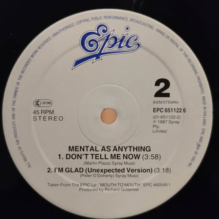 Mental As Anything : Don't Tell Me Now (12", Maxi)