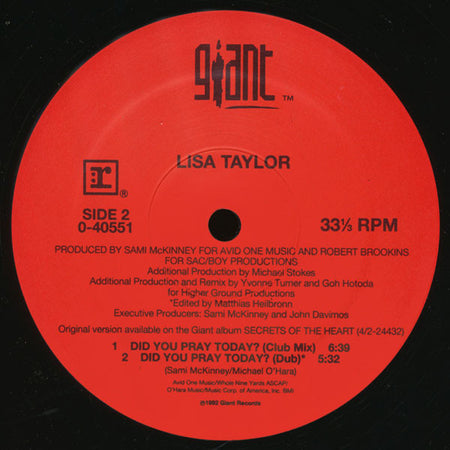 Lisa Taylor : Did You Pray Today? (12")