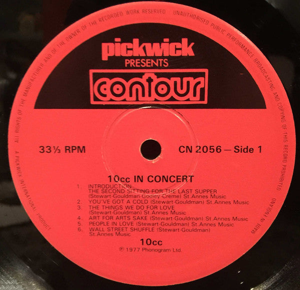 10cc : 10cc In Concert (LP, Album, Abr)