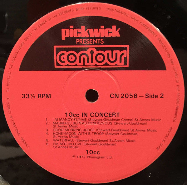 10cc : 10cc In Concert (LP, Album, Abr)
