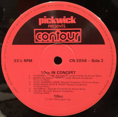 10cc : 10cc In Concert (LP, Album, Abr)