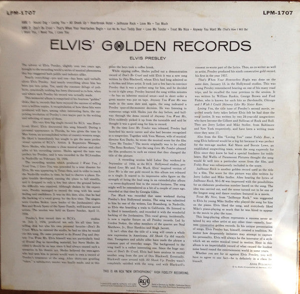 Elvis Presley : Elvis' Golden Records (LP, Comp, Mono, RE)