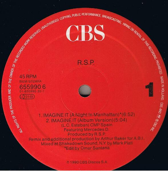 R.S.P. (2) : Imagine It (Arthur Baker Remix) (12", Maxi)