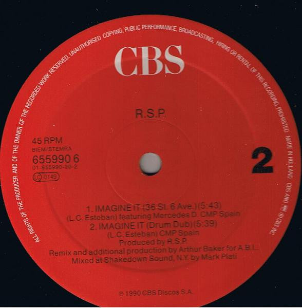 R.S.P. (2) : Imagine It (Arthur Baker Remix) (12", Maxi)