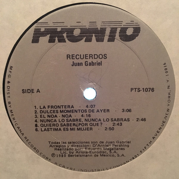 Juan Gabriel : Recuerdos (LP, Album)