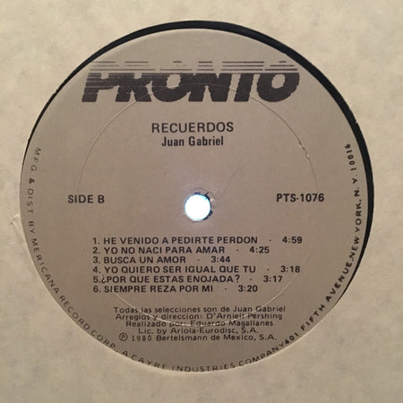 Juan Gabriel : Recuerdos (LP, Album)