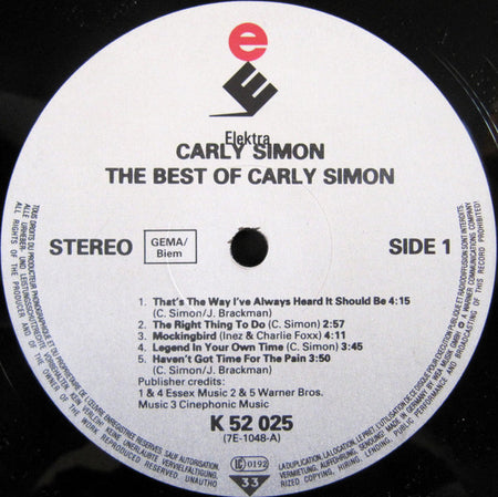 Carly Simon : The Best Of Carly Simon (LP, Comp, RE)