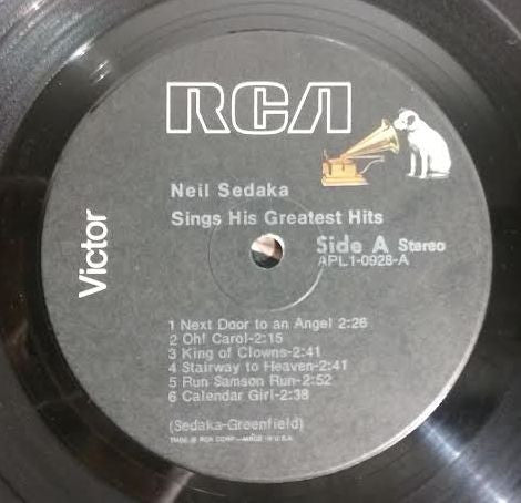 Neil Sedaka : Neil Sedaka Sings His Greatest Hits (LP, Comp, RE, Ind)