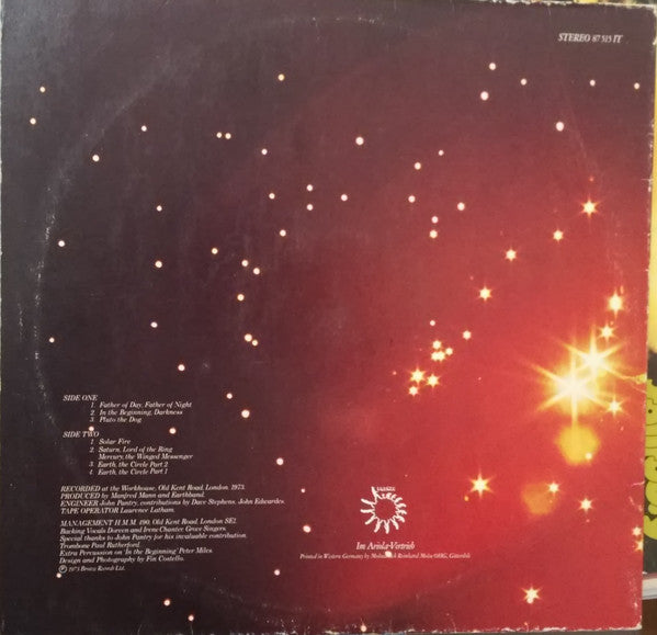 Manfred Mann's Earth Band : Solar Fire (LP, Album, RP)
