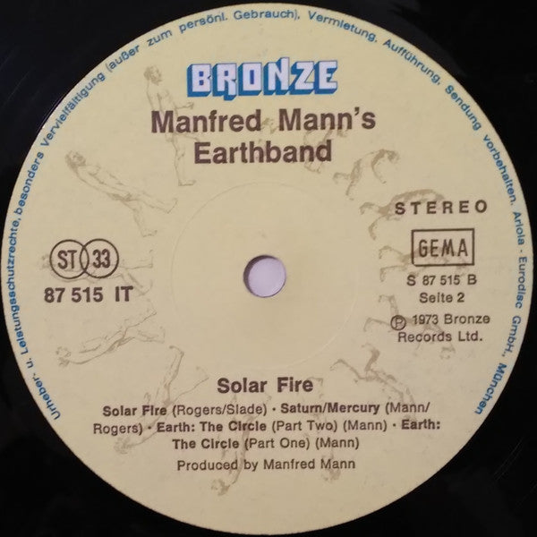 Manfred Mann's Earth Band : Solar Fire (LP, Album, RP)